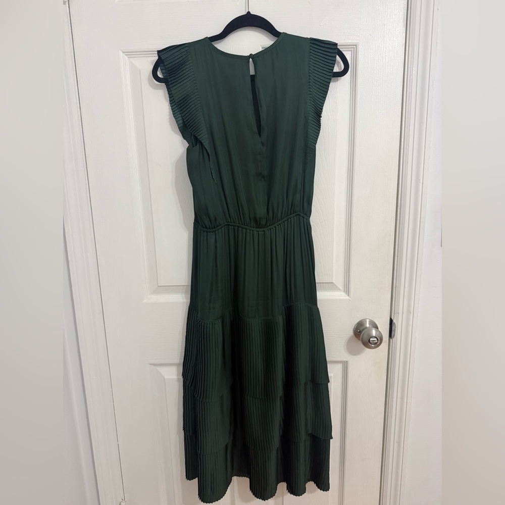 Banana Republic Forest Green High-Low Pleated Dress - Picture 3 of 5